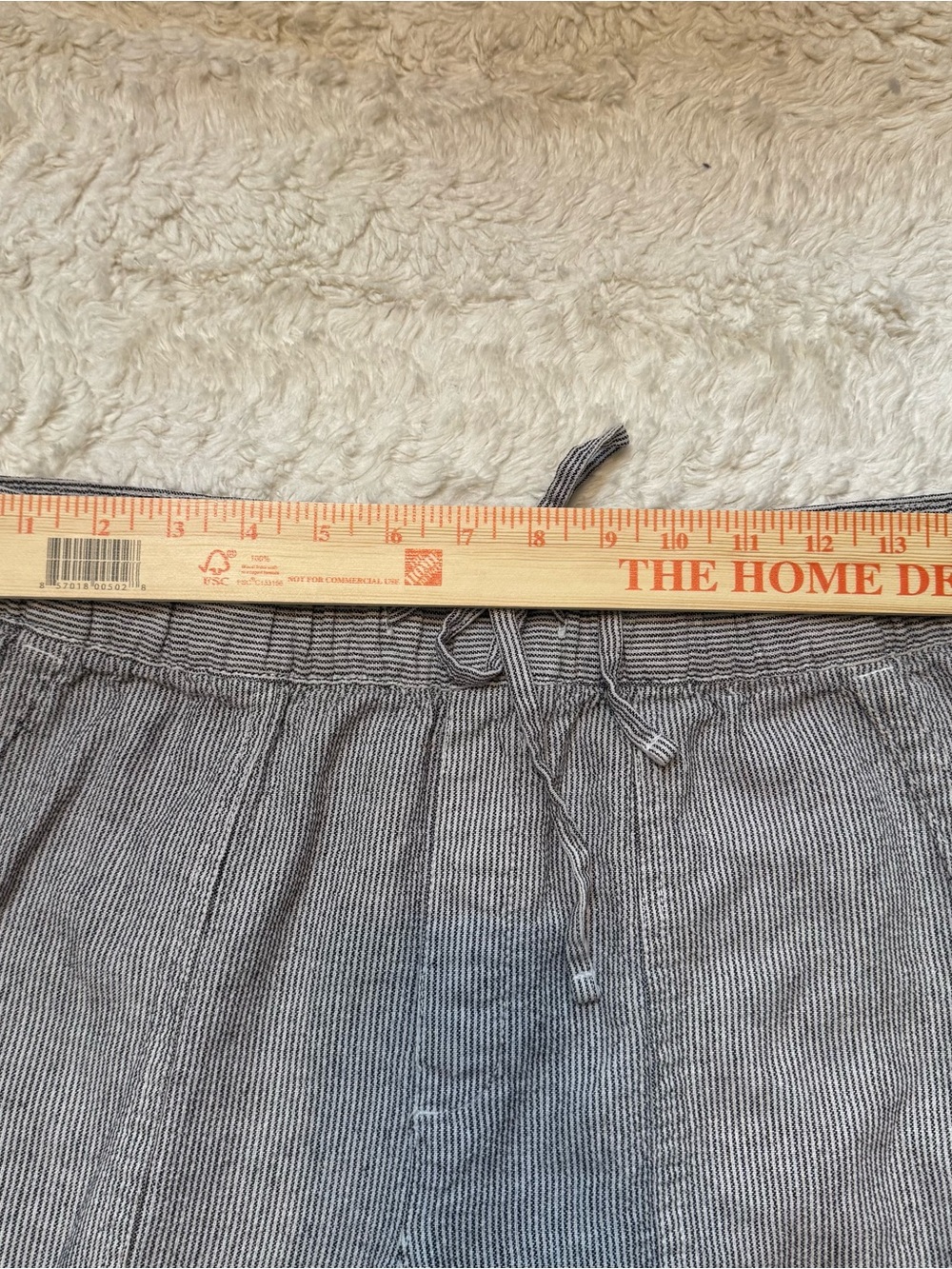 GAP Grey Pinstripe Linen Blend Wide Leg Pants Medium Raw Hem Flowy Boho Coastal - Picture 4 of 9